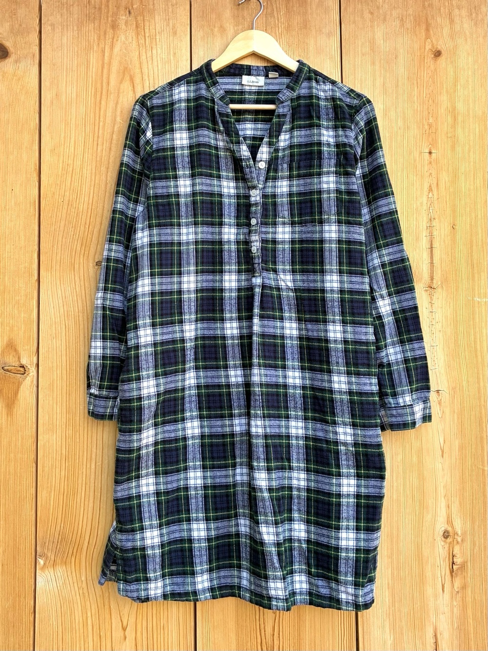 L.L. Bean Plaid Flannel Nightdress Sz Large